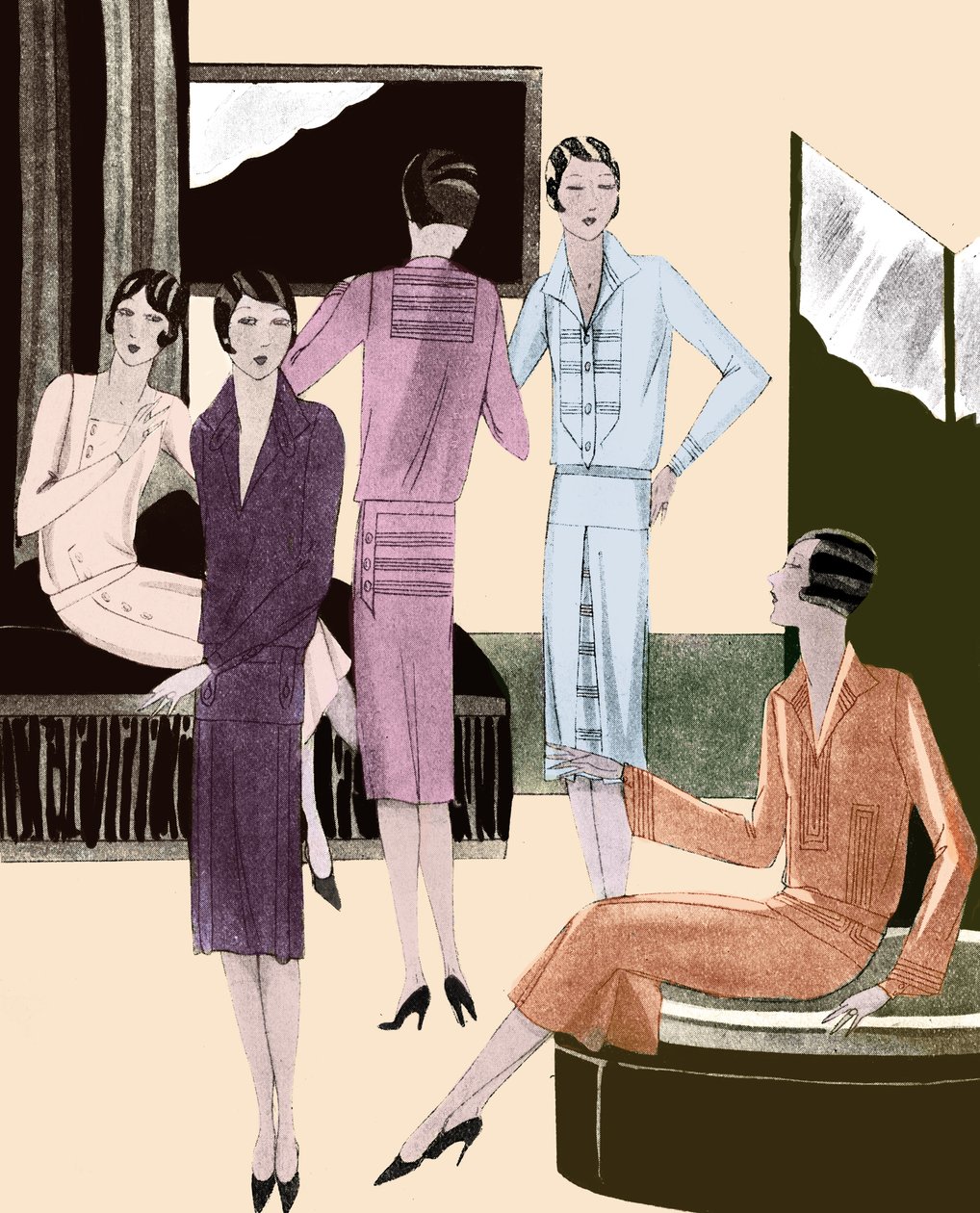 Modne sukienki na wiosnę 1928 autorstwa Unbekannter Künstler