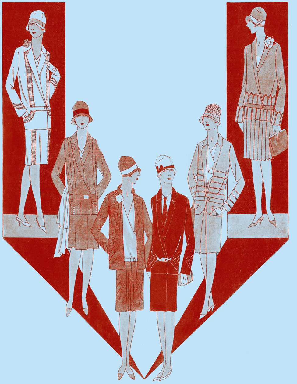 Modne garnitury damskie, jesień 1927 autorstwa Unbekannter Künstler
