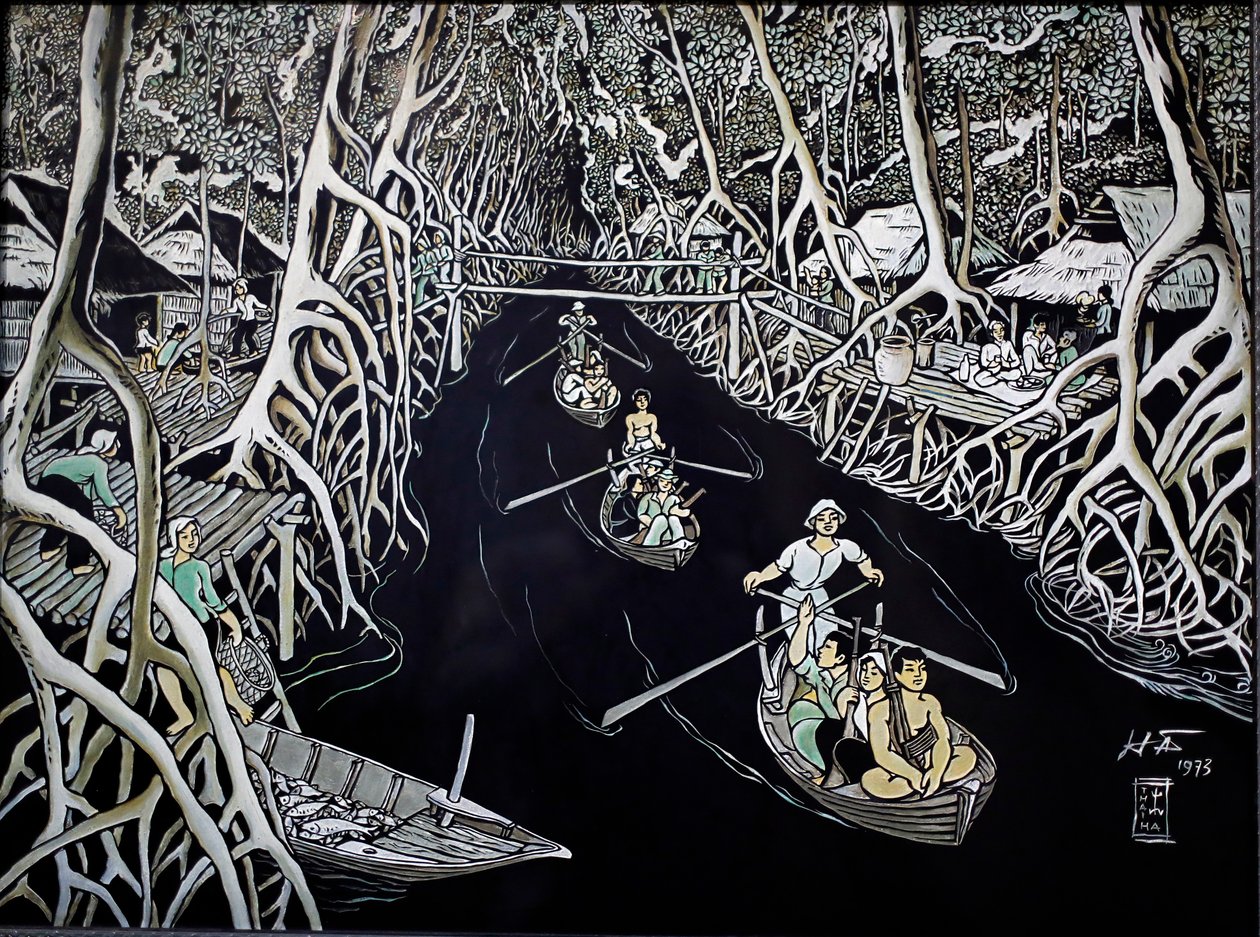 Muzeum Sztuk Pięknych, Ca Mau Guerrillas By Thai Ha, Grawerowanie lakierów, Ho Chi Minh City, Wietnam, 2018 autorstwa Josef Eberz