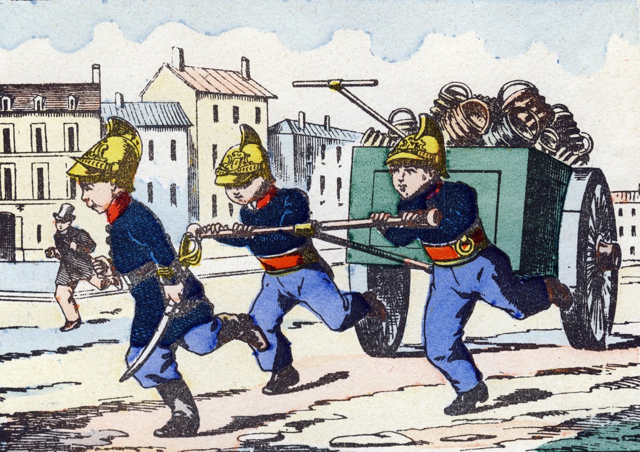 strażacy. Grawerowanie „Dziecięcy alfabet wojskowy””. Zdjęcie Pont-a-Mousson, około 1890. 20 stron. Słońce: 28,5x21 cm autorstwa Unbekannt
