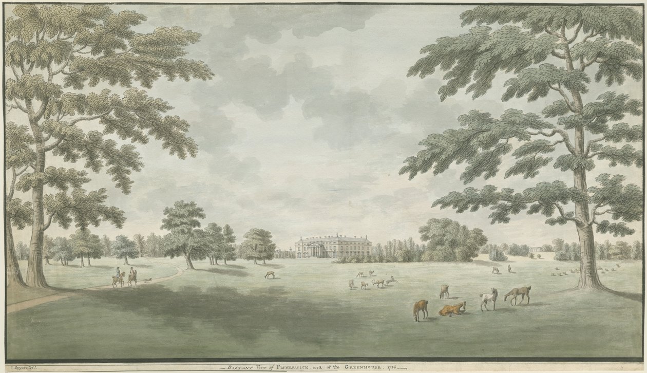 Fisherwick Hall: rysunek akwarelą, 1786 autorstwa Unbekannt