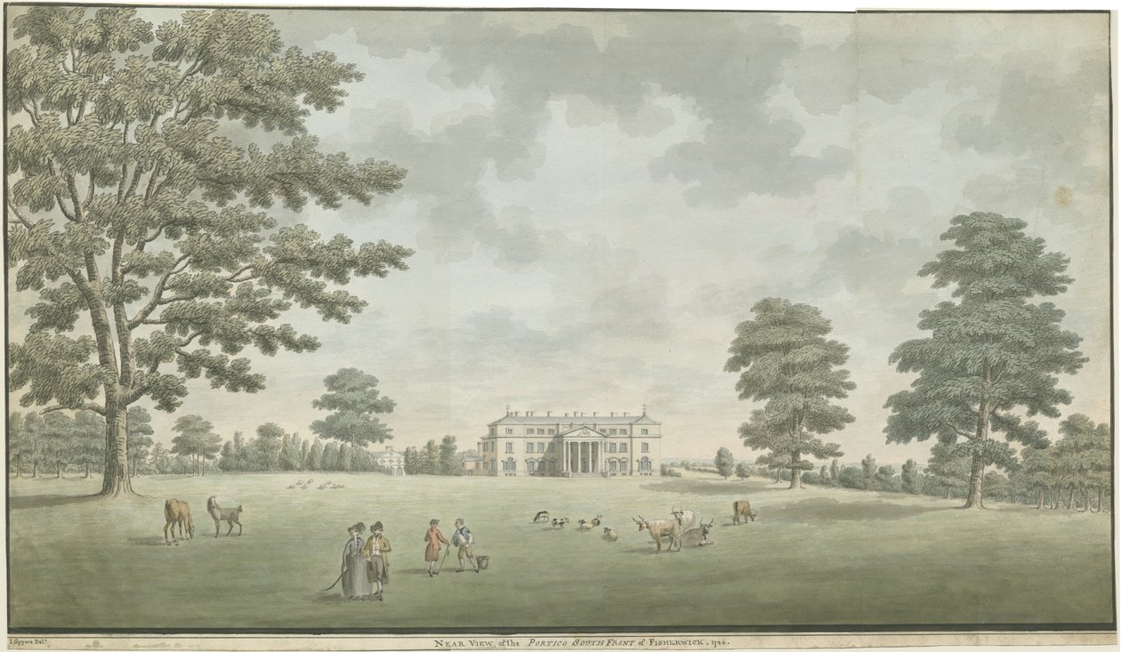 Fisherwick Hall: malowanie akwarelą, 1786 autorstwa Unbekannt