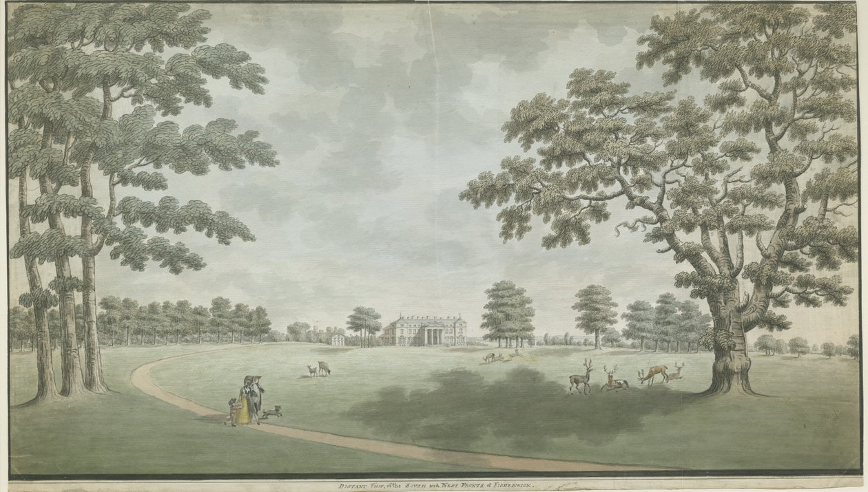 Fisherwick Hall: malarstwo akwarelowe, bd [1786] autorstwa Unbekannt