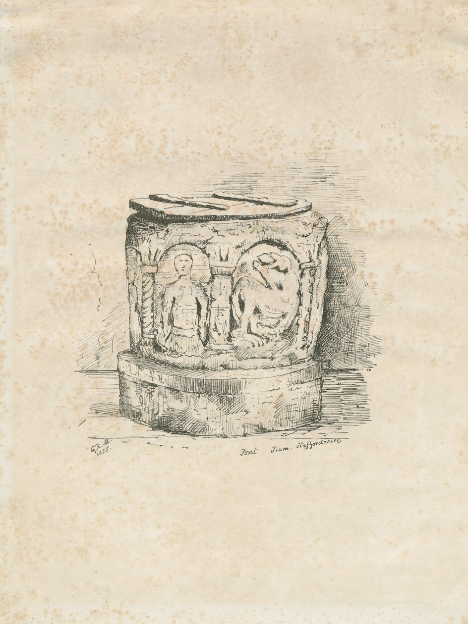 Czcionka w kościele Ilam: litografia, 1855 autorstwa Unbekannt
