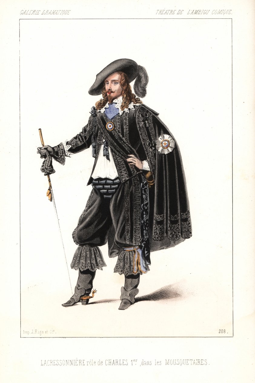 Francuski aktor Louis Lacressonniere jako król Karol I w Les Mousquetaires Alexandre