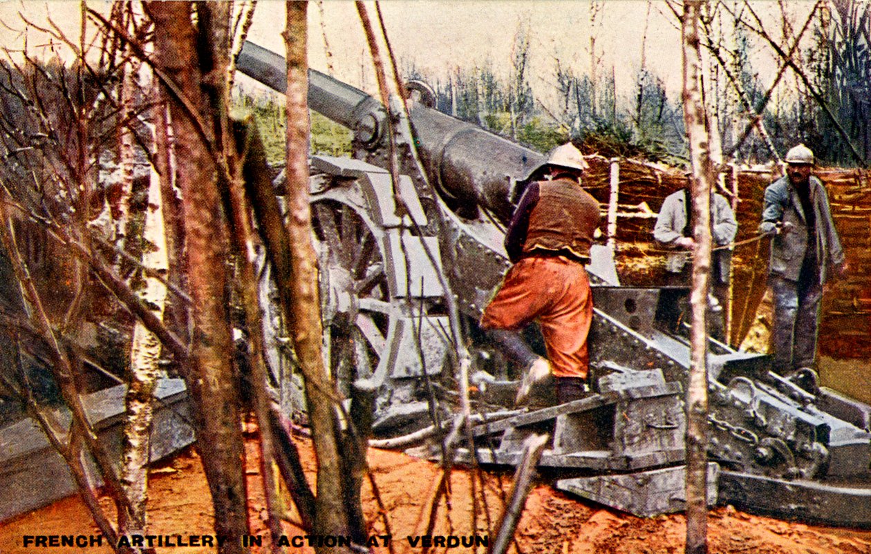 Francuska artyleria pod Verdun podczas I wojny światowej autorstwa Unbekannter Künstler