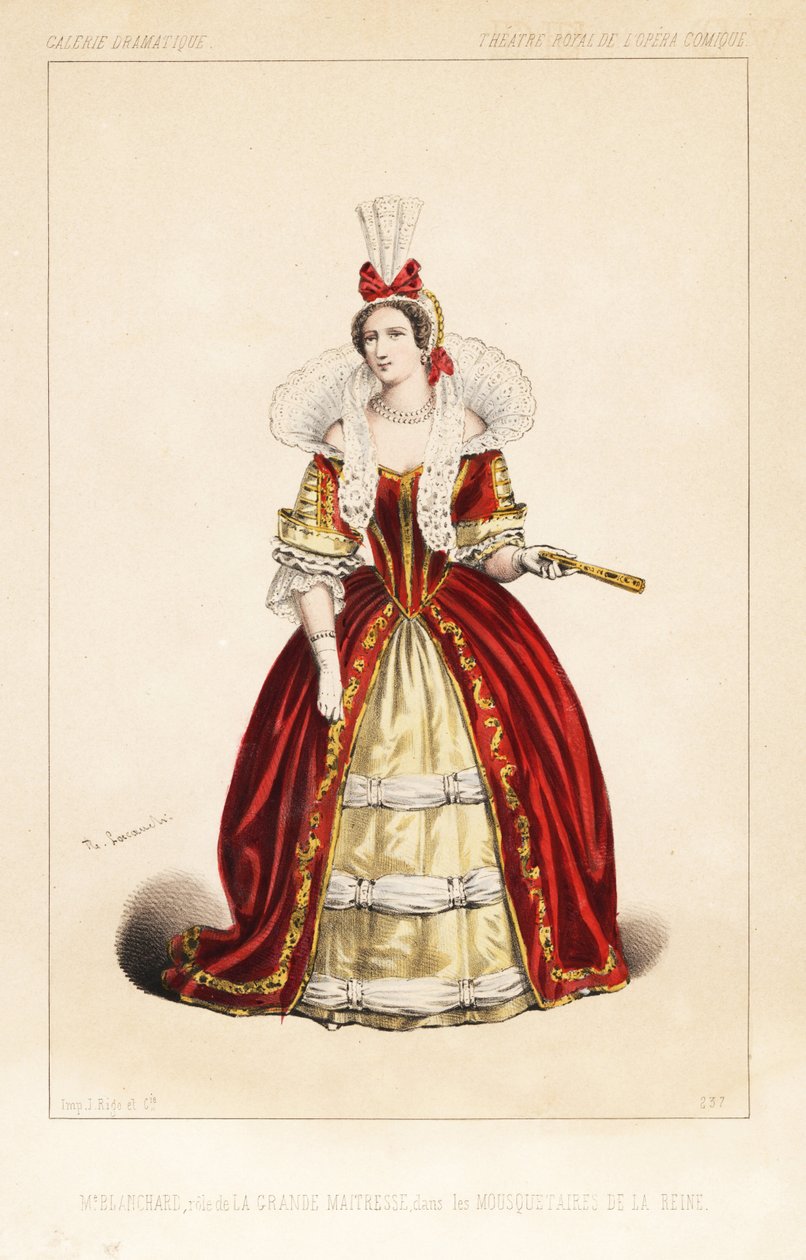Francuska śpiewaczka operowa Madame Frosine Blanchard jako La Grande Maitresse w operze komicznej Les Mousquetaires de la Reine Fromentala Halevy