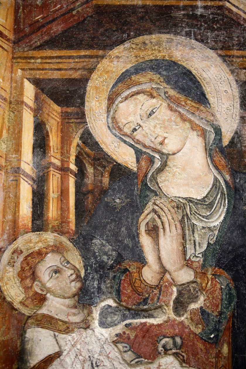 Fresk w duomo Otranto: XIII-wieczna Dziewica z Dzieciątkiem, Otranto, Włochy autorstwa Unbekannt