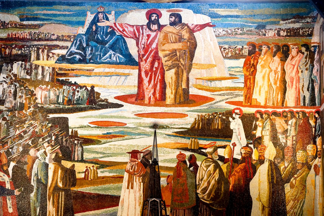 Fresk w bazylice rzymskokatolickiej Zwiastowania, Nazaret, Galilea, Izrael. (zdjęcie) autorstwa Unbekannt