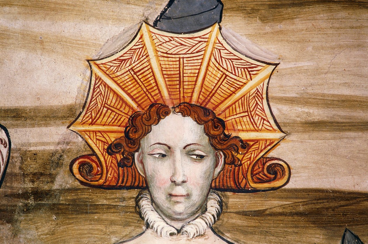 Freski Sali Baronowej (XV w.), detal, Zamek Della Manta, Manta (Cuneo), Piemont, Detal, Włochy autorstwa Benjamin Baud