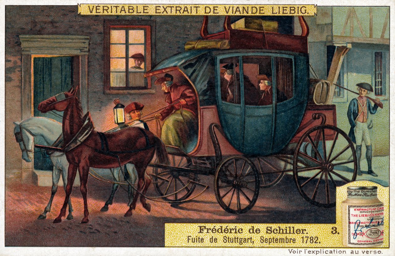 Friedrich Schiller - Lot ze Stuttgartu, wrzesień 1782 (chromo) autorstwa Unbekannter Künstler