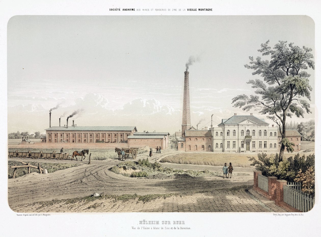 General Industrial Scenes Produkcja cynku w Mulheim an der Ruhr, Niemcy autorstwa Unbekannt