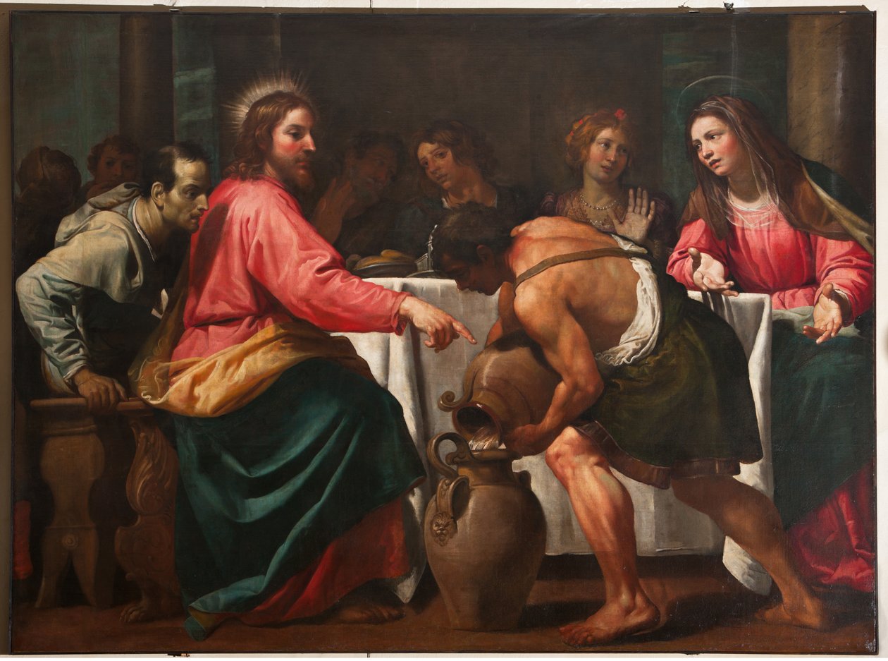 Genua, Duomo (katedra św. Wawrzyńca), wnętrze, baptysterium (dawniej kościół św. Jana Starego): „Wesele w Kanie”, autorstwa Domenico Fiaselli autorstwa Unbekannter Künstler