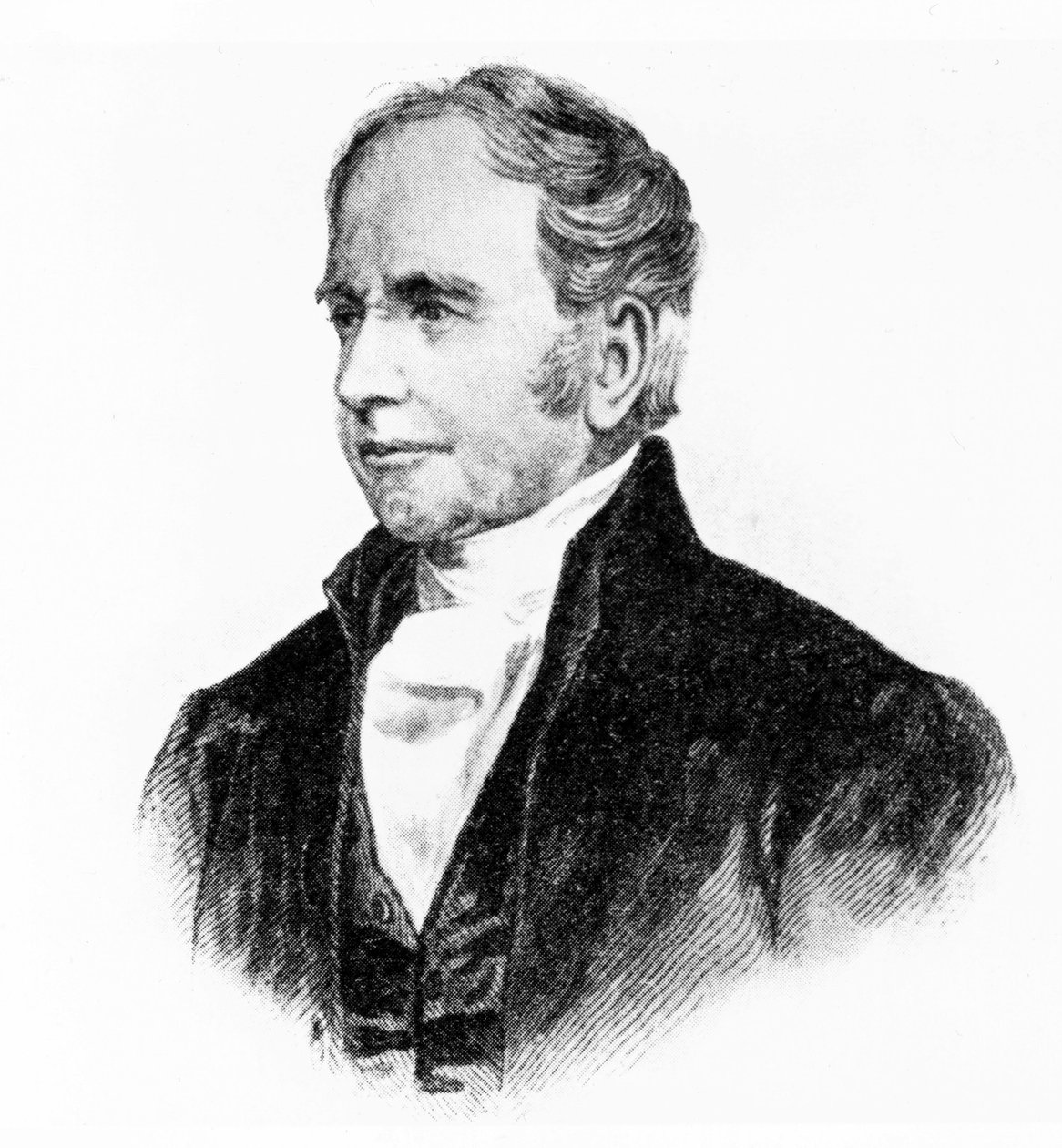 George Bradshaw, brytyjski twórca przewodników kolejowych, ok. 1850 r. autorstwa Unbekannt