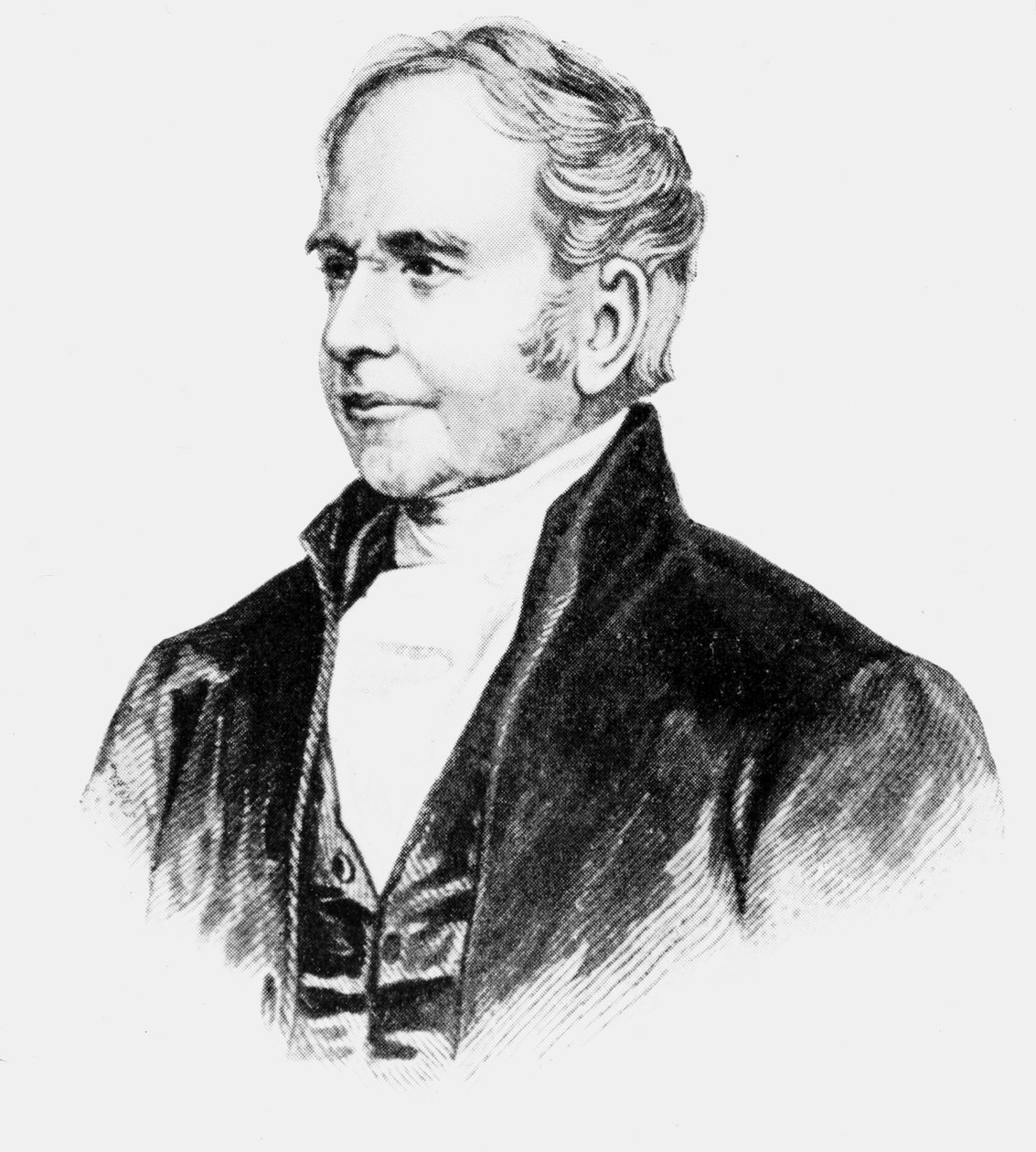 George Bradshaw, brytyjski twórca przewodników kolejowych, ok. 1850 r. autorstwa Unbekannt
