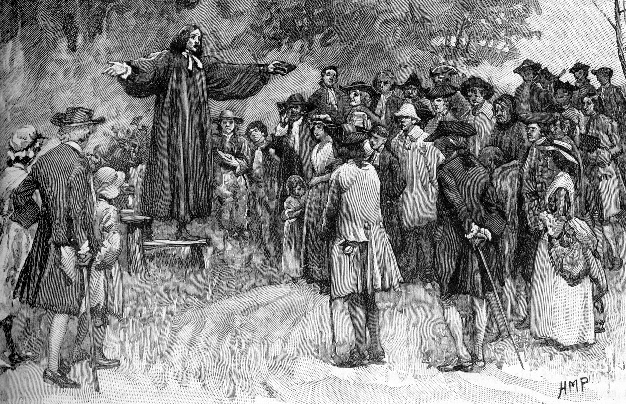 George Whitefield głoszący w koloniach autorstwa Unbekannter Künstler