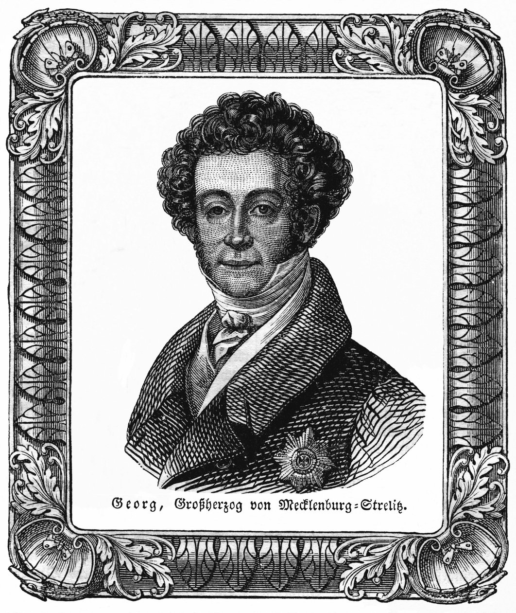Georges de Mecklembourg Strelitz (1779-1860) - Jerzy, wielki książę Meklemburgii-Strelitz, ilustracja z: "Das Pfennig Magazin", nr 223, 8 lipca 1837 r. autorstwa Unbekannter Künstler