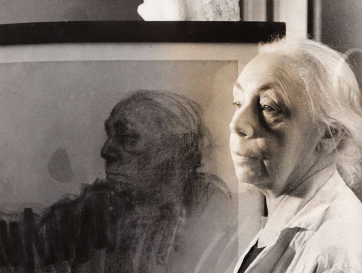 Niemiecka malarka, graficzka i rzeźbiarka Kaethe Kollwitz, Niemcy około 1940 (zdjęcie czarno-białe) autorstwa Unbekannter Künstler