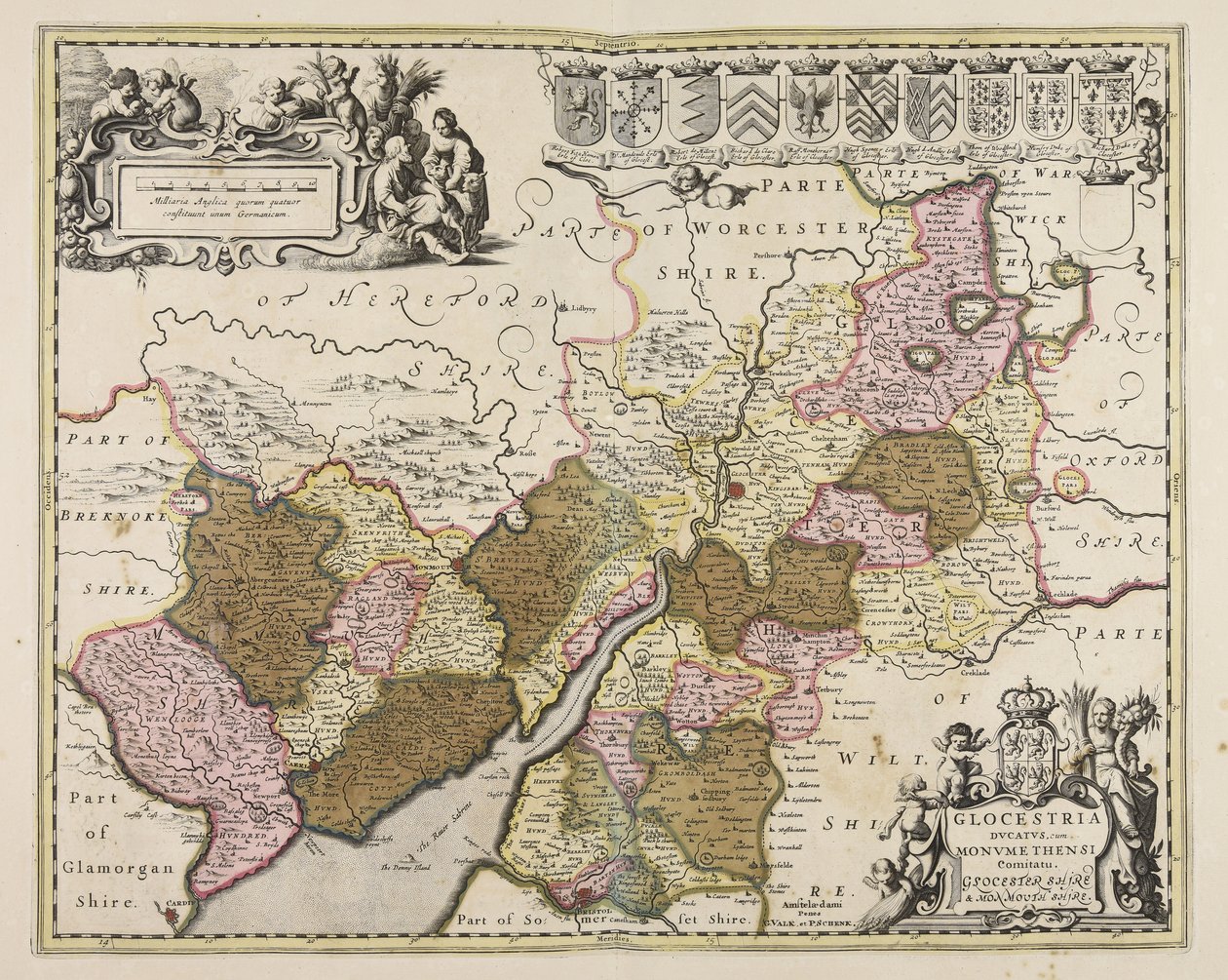Glocestria ducatus cum Monumethensi comitatu  Glocester Shire amp; Monmouth Shire autorstwa Unbekannter Künstler