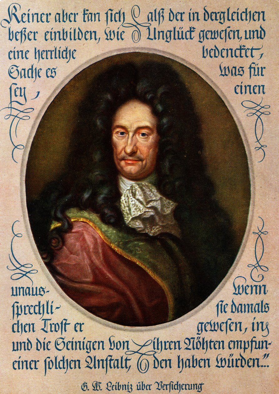Gottfried Wilhelm Leibniz portret niemieckiego filozofa (druk) autorstwa Unbekannter Künstler