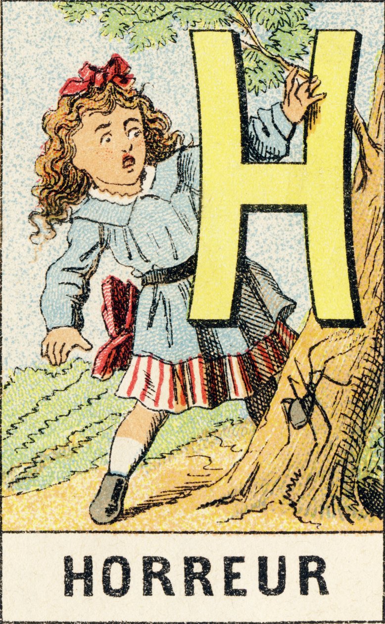 H: Horror - Grawerunek zaczerpnięty z ABCD małych dziewczynek. Pellerin & Cie, drukarz-wydawca, Epinal, ok. 1890. Seria A. Wymiary: 19 x 13,5 cm. autorstwa Unbekannt