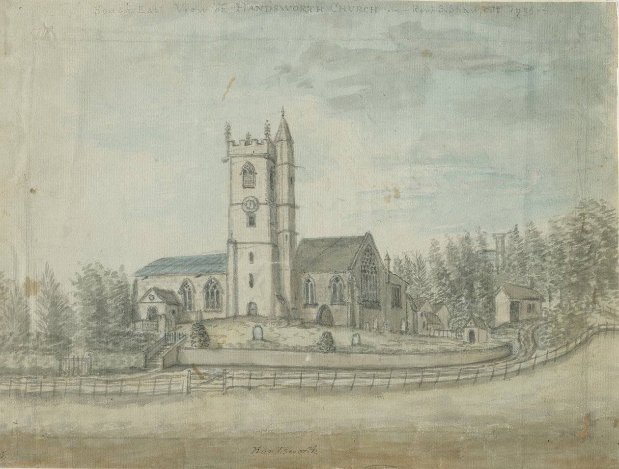 Kościół Handsworth: malowanie akwarelą, 1769 autorstwa Unbekannt