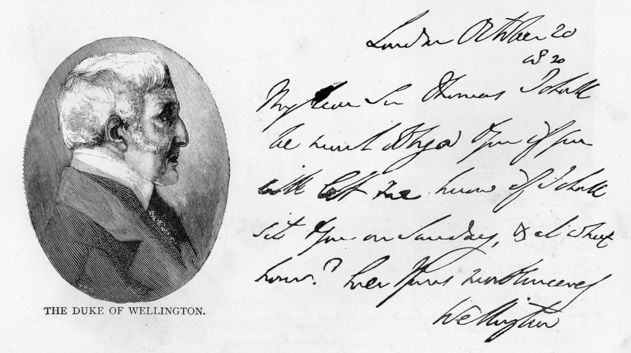 Pismo i podpis Arthura Wellesley autorstwa Unbekannt