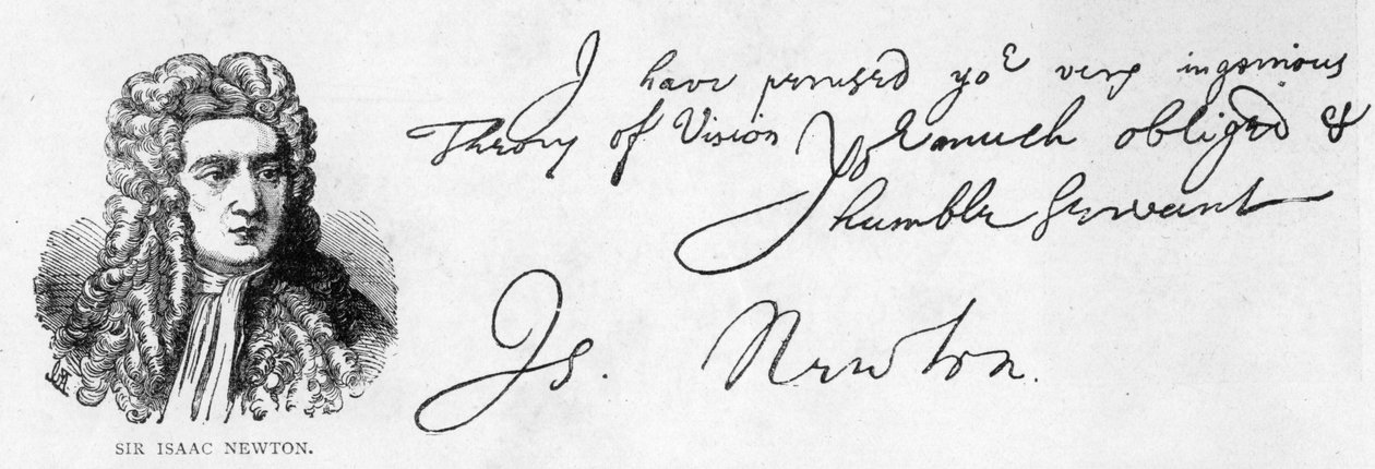 Pismo i podpis Sir Isaaca Newtona z listu do dr Williama Briggsa, napisanego z Trinity College, Cambridge, 20 czerwca autorstwa Unbekannt