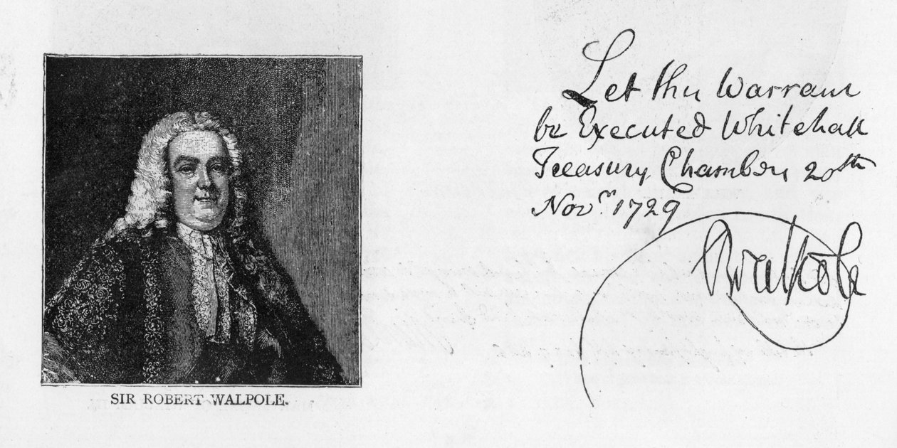 Pismo i podpis Sir Roberta Walpole autorstwa Unbekannt