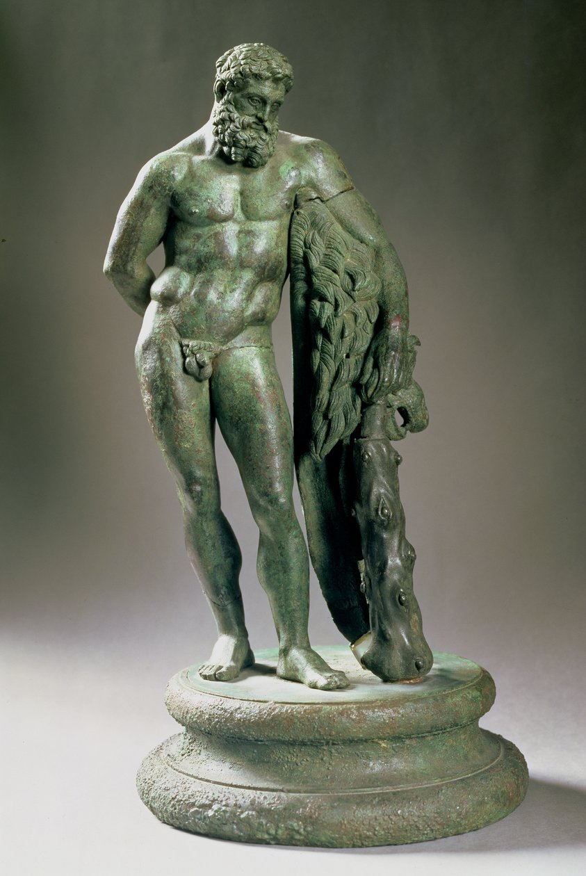 Herakles (Herkules) w spoczynku, zmniejszona kopia oryginału autorstwa Lysipposa (ok. 390-p.310 pne) Greka, ok. 320 pne (brąz) autorstwa Unbekannt