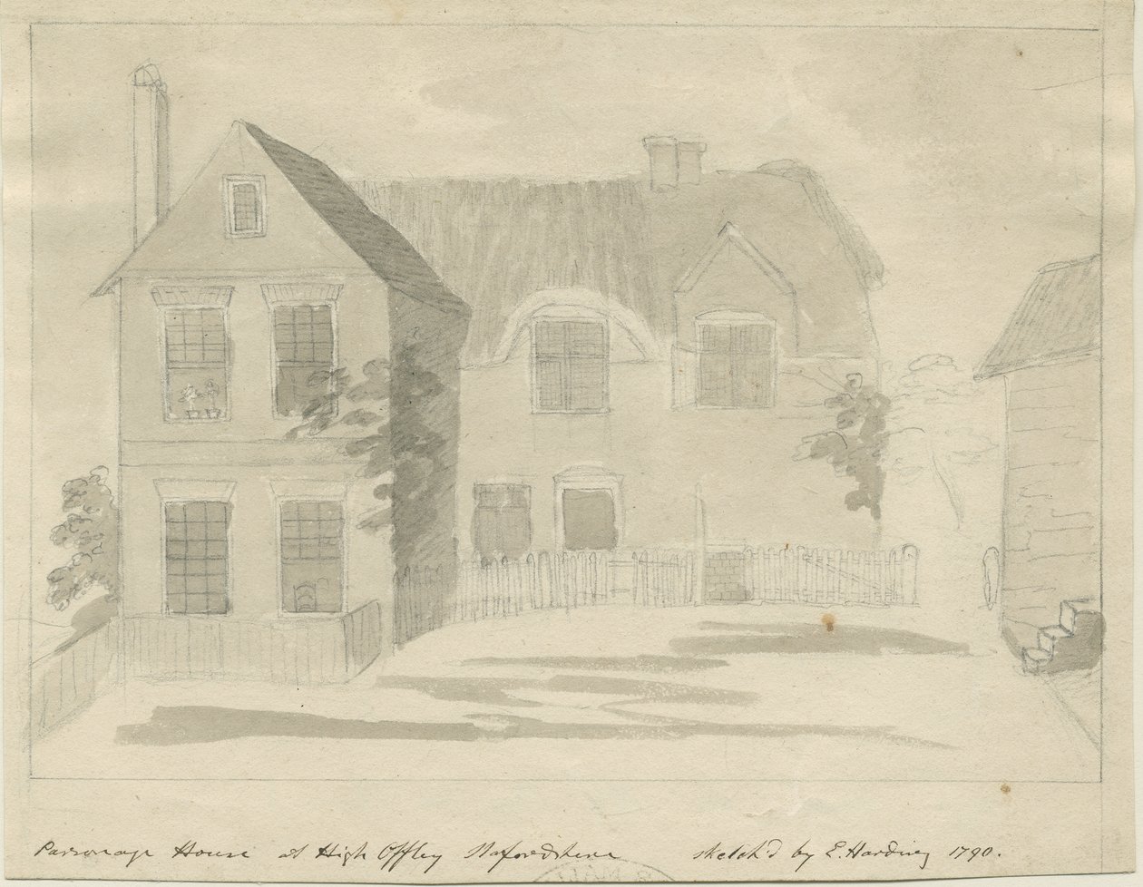 High Offley - Parsonage: ołówek i wash, 1790 autorstwa Unbekannt