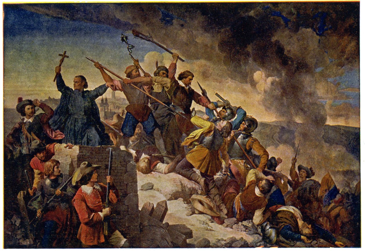 Historia. Republika Czeska (Czechy). Wojna trzydziestoletnia. Obrona Pragi przed wojskami szwedzkimi dowodzonymi przez Hansa Christoffa von Königsmarcka, 25 lipca autorstwa Unbekannter Künstler