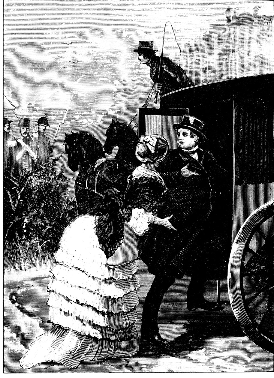 Historia starożytnego Rzymu. Ucieczka z Rzymu w cywilnym ubraniu papieża Piusa IX w okresie Republiki w 1849 r. Grawerowanie L. Stefanoni 1885 autorstwa Unbekannt
