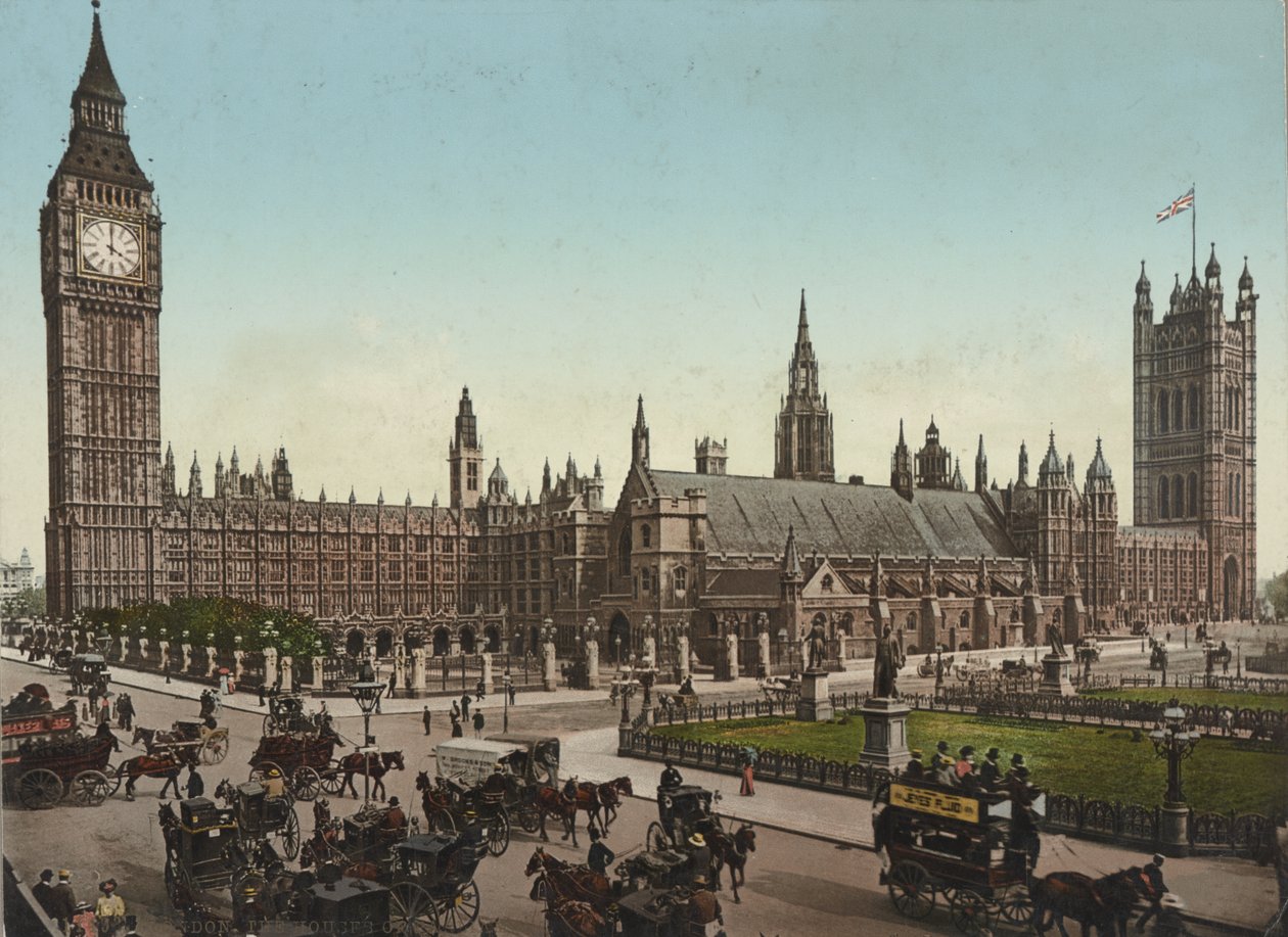 Houses of Parliament, Londyn, ok. 1890-1900 (odbitka fotochromowa) autorstwa Unbekannt