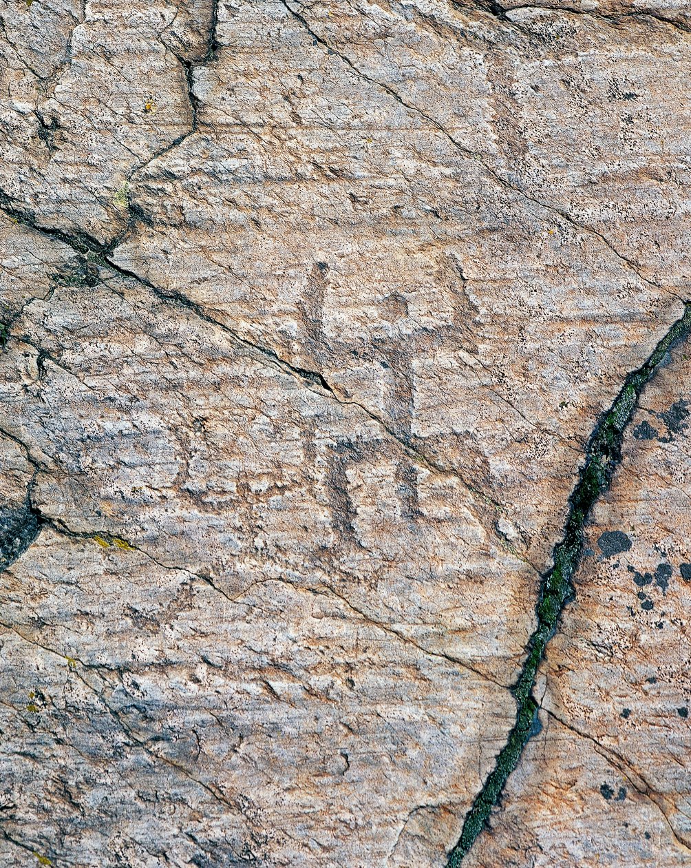 Postacie ludzkie, rzeźby naskalne w Naquane National Rock Art Park (Lista Światowego Dziedzictwa UNESCO) autorstwa William M. Timlin