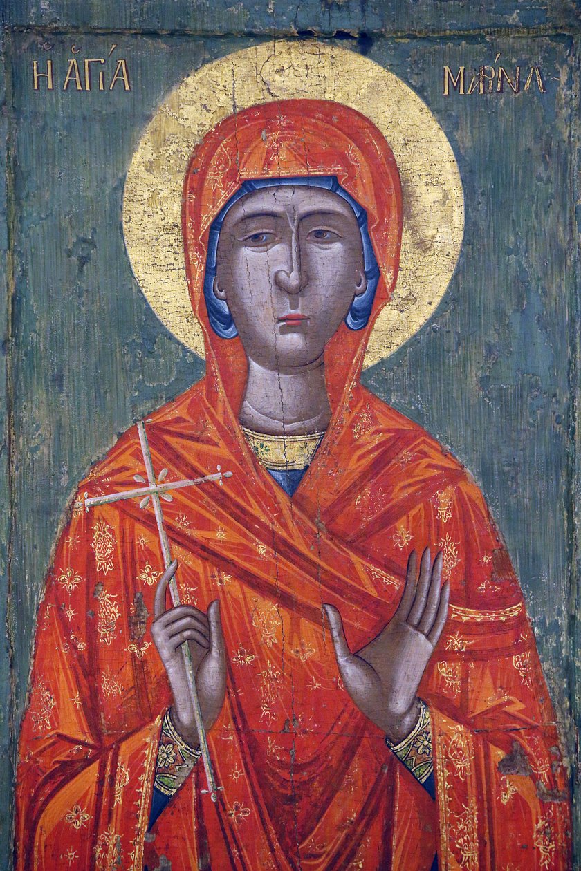 Ikona w Muzeum Bizantyńskim Pedoulas: Saint Marina (XVIII wiek), 20150510, Pedoulas, Cypr autorstwa Unbekannt
