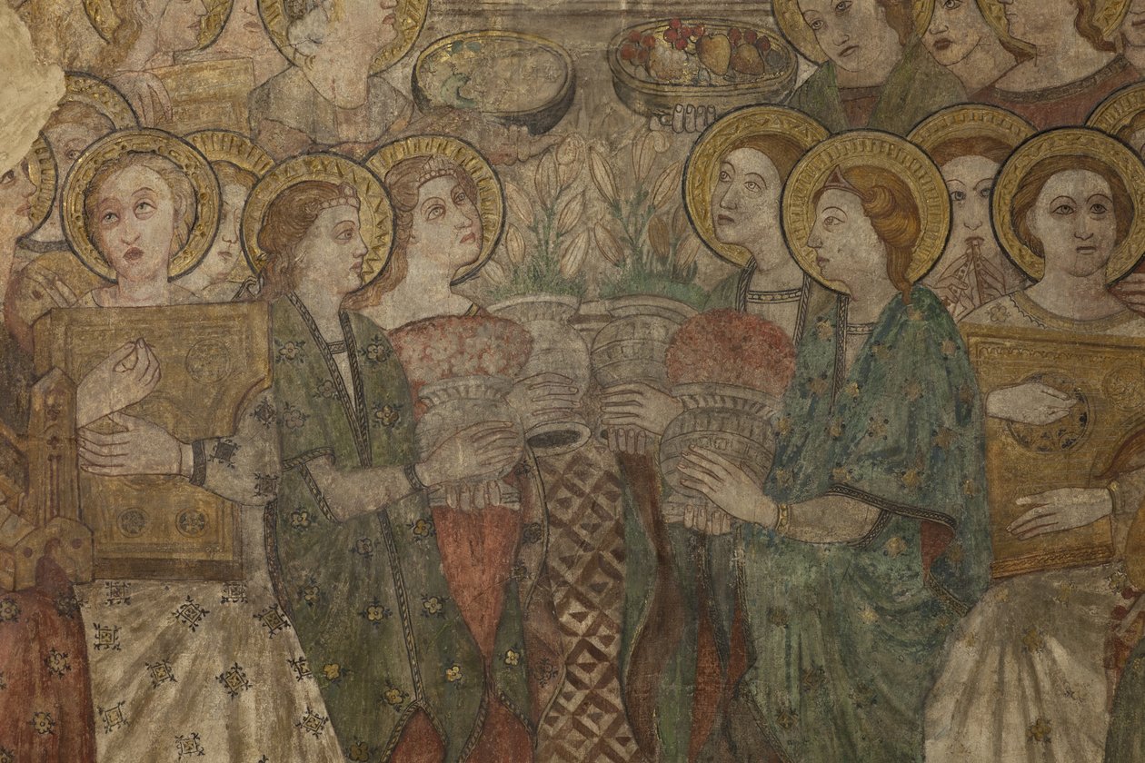 Wnętrze. Przejście na północ. Ołtarz (Altar de las pinturas murales). Oryginał z kaplicy głównej. Malowidła ścienne (fresk?). Szczegół. Koniec XIV wieku. autorstwa Unbekannt