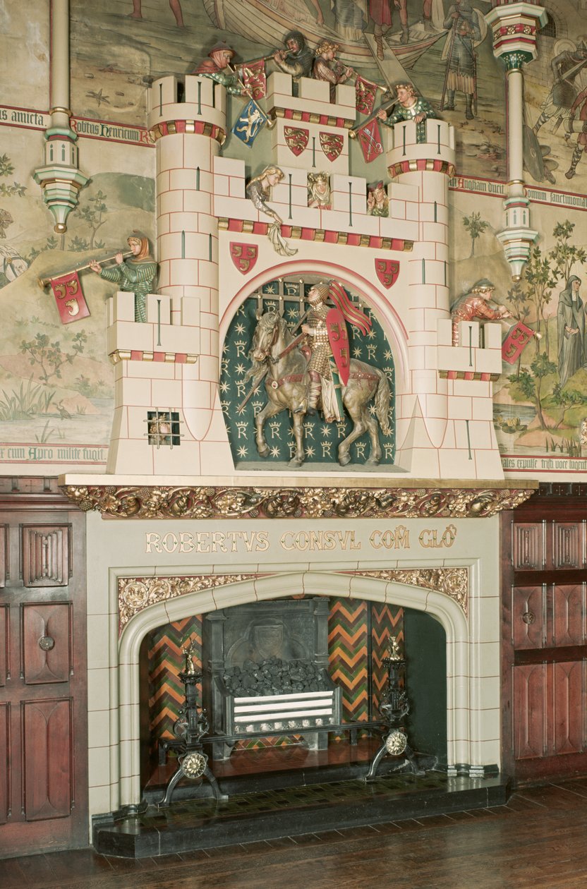 Wnętrze, fragment kominka, zamek Cardiff, Walia, ok. 1875 (zdjęcie) autorstwa Unbekannt