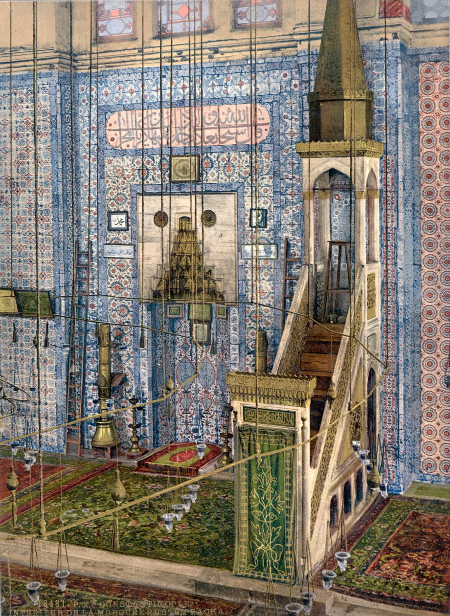 Wnętrze meczetu Rüstem Paszy, Konstantynopol, ok. 1890-1900 autorstwa Unbekannt