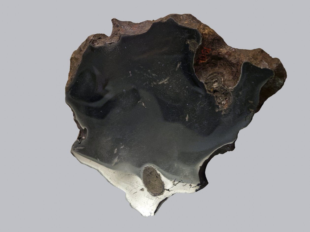 Meteoryt żelazny (IAB). Znajdź Kanion Diablo (USA) w 1891 r. Narodowe Muzeum Historii Naturalnej, Paryż. autorstwa Unbekannt
