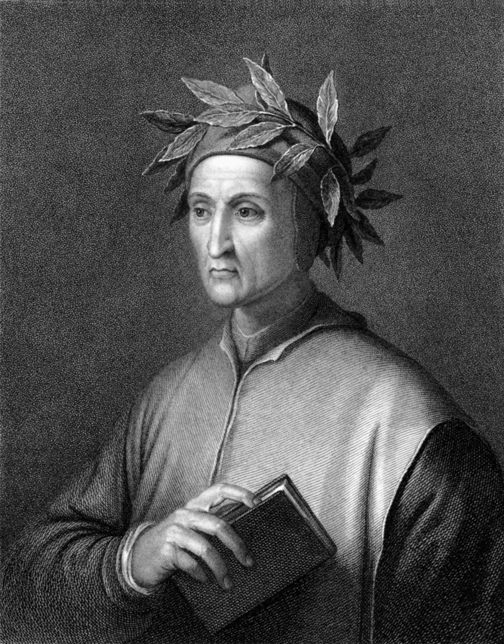 Włoski poeta Dante Alighieri (b/w zdjęcie) autorstwa Unbekannt