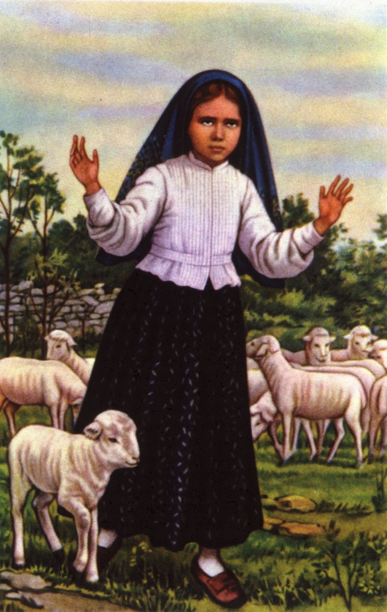 Hiacynta, która widziała Matkę Boską w Fatimie w 1917 r., ok. 1920-1930 (pocztówka) autorstwa Unbekannter Künstler