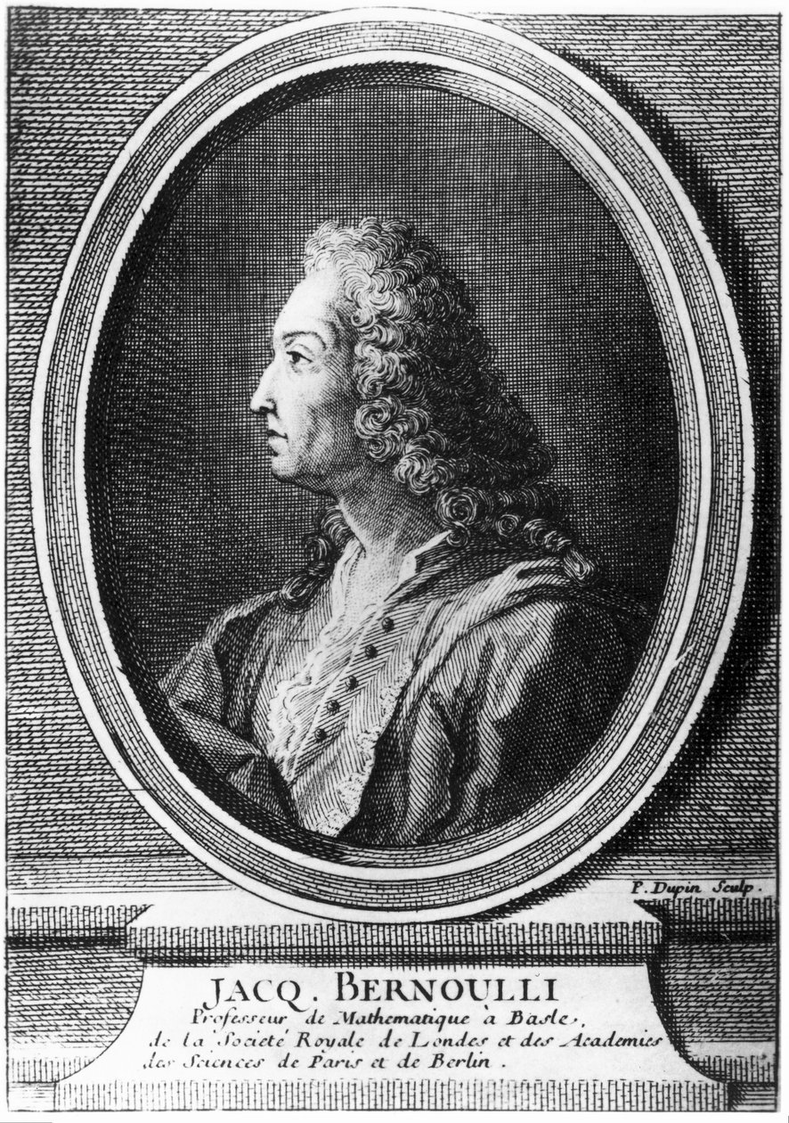 Jacques Bernoulli, szwajcarski matematyk, ok. 1700 autorstwa Unbekannt