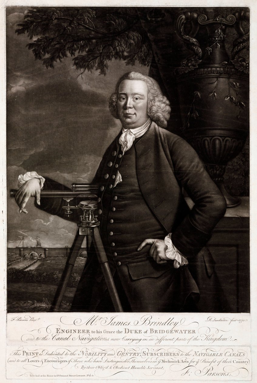 James Brindley, brytyjski inżynier budownictwa i budowniczy kanałów autorstwa Unbekannt