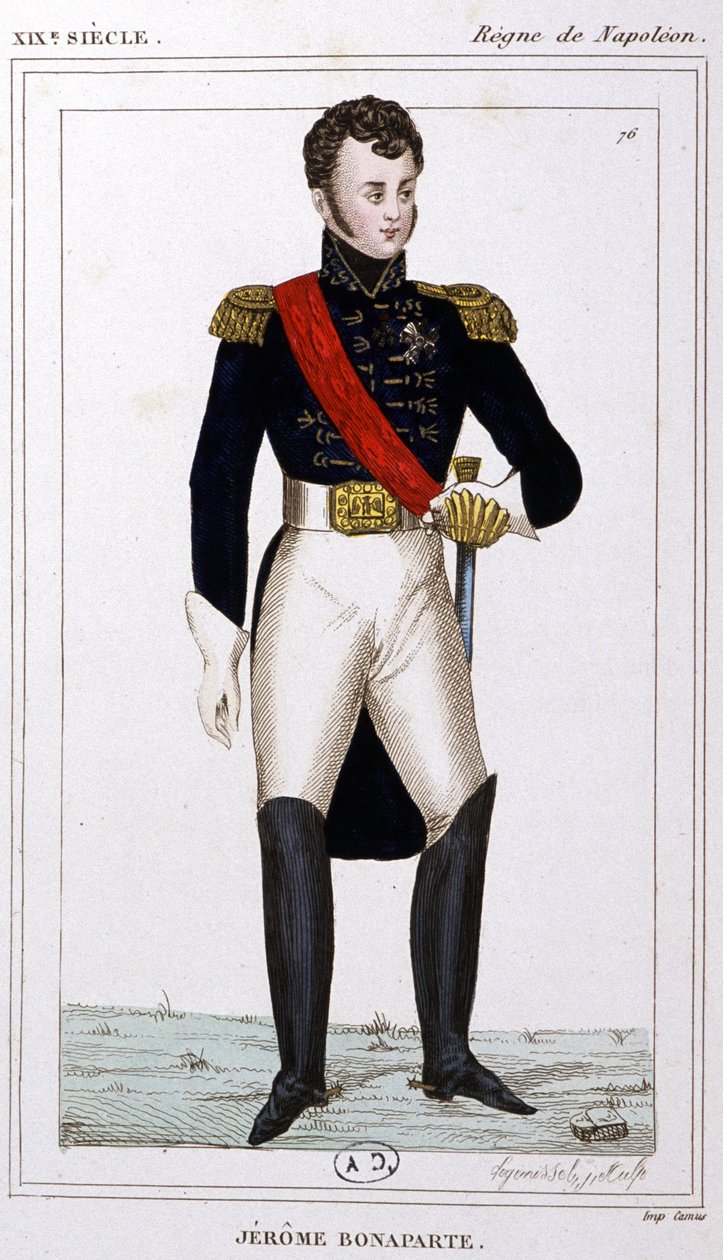 Jerome Bonaparte, ok. 1810 r. (rycina) autorstwa Unbekannter Künstler