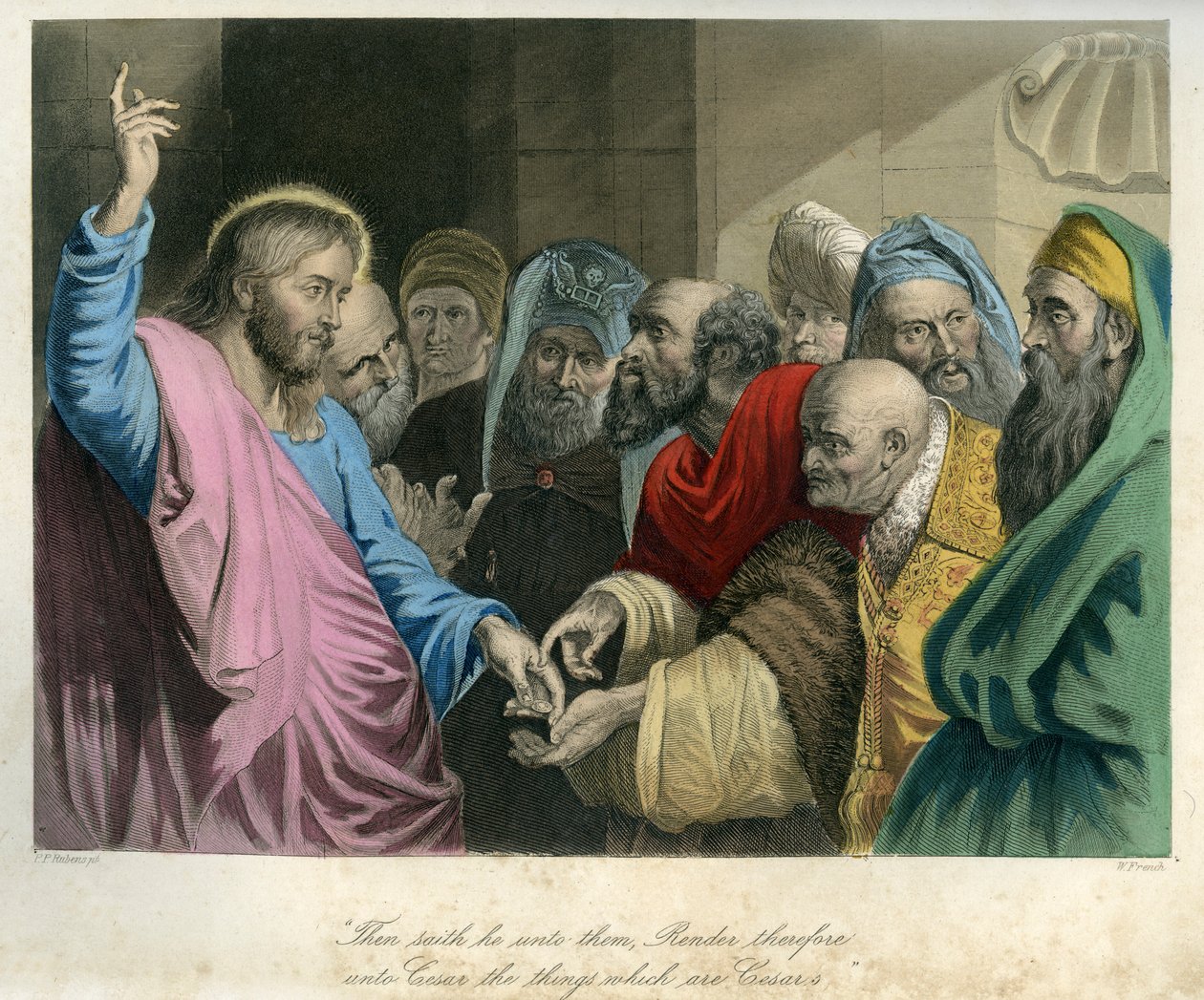 Jezus trzymający rzymską monetę - Biblia, Nowy Testament autorstwa Unbekannter Künstler