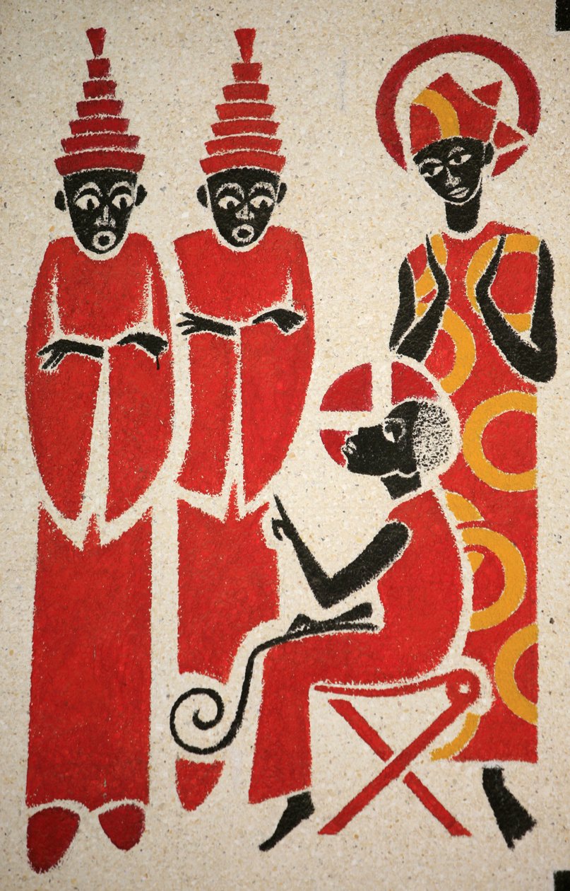 Jezus w świątyni Fresk kościoła opactwa Keur Moussa został zaprojektowany i namalowany w 1963 roku przez Dom Georgesa Sageta Keur Moussa Senegal autorstwa Unbekannt