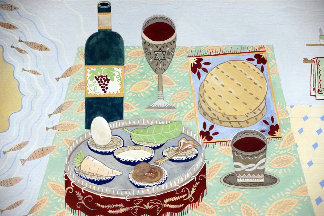 Muzeum Żydowskie Szwajcarii, Bazylea, Stół nastawiony na Seder Paschalny (foto) autorstwa Unbekannt