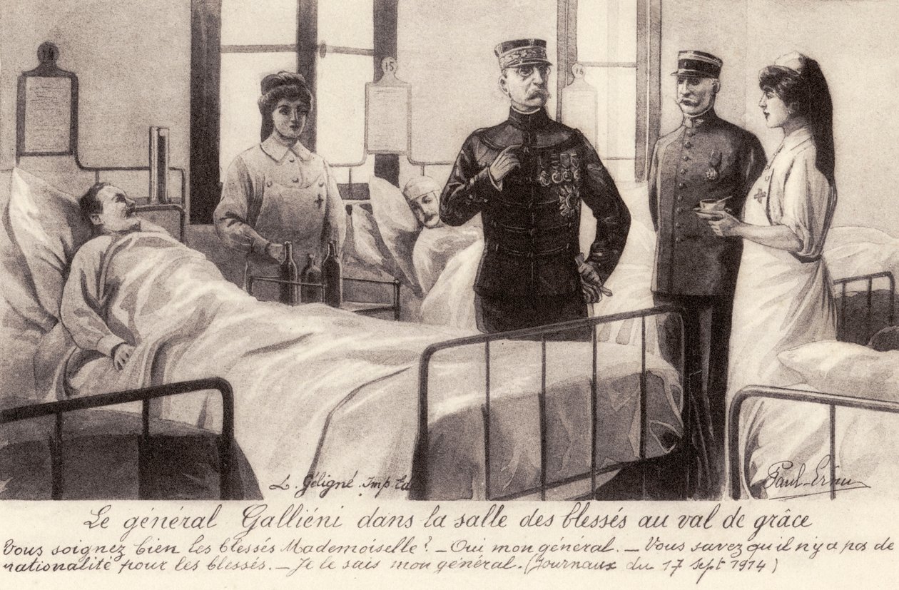 Joseph Gallieni odwiedzający rannych autorstwa Unbekannter Künstler