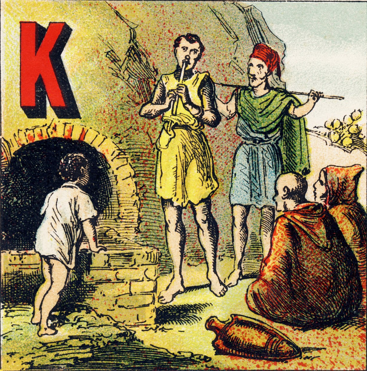 K: Kabylie. Kabylia to kraj położony w Afryce. Zamieszkuje ją Kabyles - rycina wydobyta z alfabetu geograficznego. Guerin-Muller et Cie, wydawnictwa, Paryż autorstwa Unbekannt